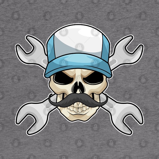 Skull with Mustache & Wrench by Markus Schnabel